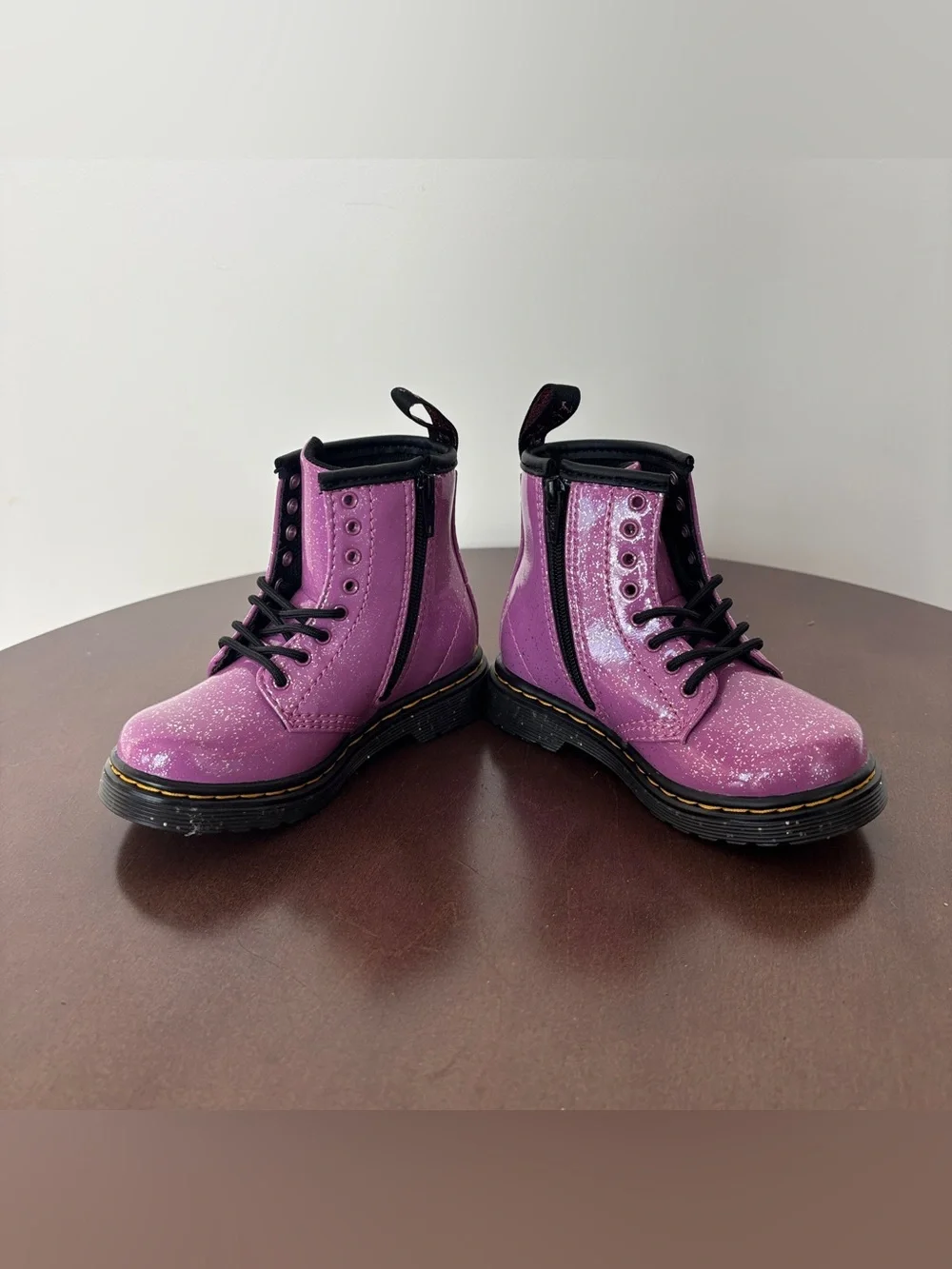 Dr. Martens TODDLER 1460 GLITTER LACE UP BOOTS, Size 8